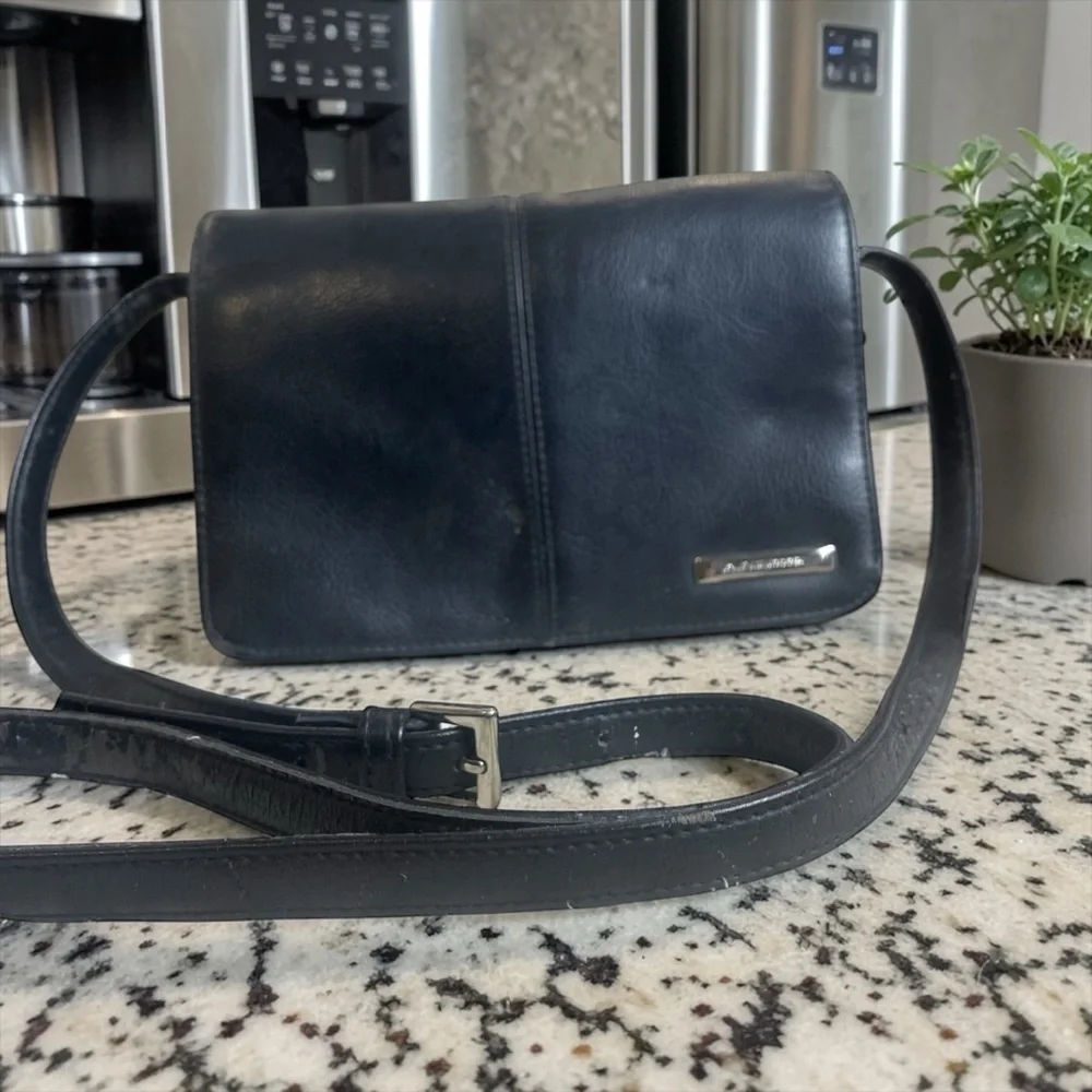 Liz Claiborne Black Leather Messenger Bag